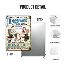 Swimming Poolside Family Couple Listen To The Good Music - Pool Sign - Personalized Custom Classic Metal Signs