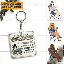 Personalized Custom Keychain And Into The Garden I Go Gardening Girl Gift For Gardening Lovers