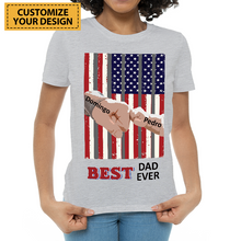 Best Dad Ever - Gift For Father - Personalized Back/White/Gray Printed Shirt