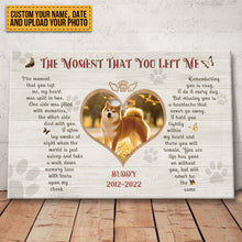 Custom Photo The Moment That You Left Me My Heart Was Split In Two Dog Memorial Gift For Dog Lovers Personalized Custom Canvas Wall Art