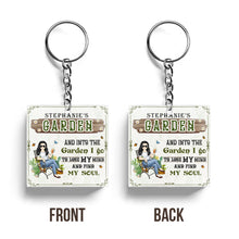 Personalized Custom Keychain And Into The Garden I Go Gardening Girl Gift For Gardening Lovers