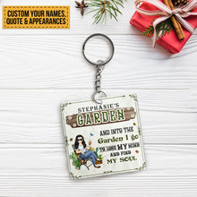 Personalized Custom Keychain And Into The Garden I Go Gardening Girl Gift For Gardening Lovers
