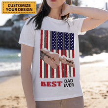 Best Dad Ever - Gift For Father - Personalized Back/White/Gray Printed Shirt