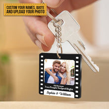 Custom Photo All Because Two People Swiped Right - Memorial Keychain - Gift For Couples Personalized Custom Keychain