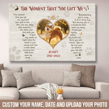 Custom Photo The Moment That You Left Me My Heart Was Split In Two Dog Memorial Gift For Dog Lovers Personalized Custom Canvas Wall Art