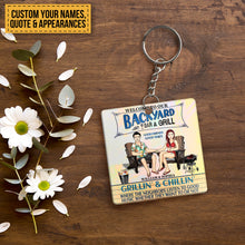 Poolside Where The Neighbors Listen To The Good Music - Summer Keychain - Gift For Couples Personalized Custom Keychain