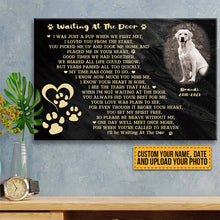 Custom Photo I'll Be Waiting At The Door Dog Poem Cute Dog Black Background Personalized Dog Memorial Gift For Dog Lovers - Personalized Custom Canvas Wall Art