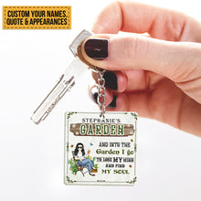Personalized Custom Keychain And Into The Garden I Go Gardening Girl Gift For Gardening Lovers