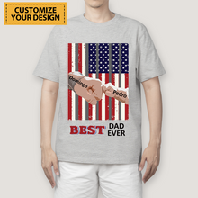 Best Dad Ever - Gift For Father - Personalized Back/White/Gray Printed Shirt