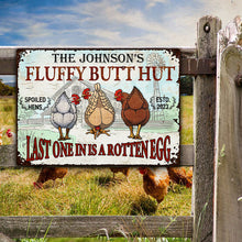 Personalized Chicken Fluffy Butt Hut Nuggets Customized Classic Metal Signs, Chicken Signs