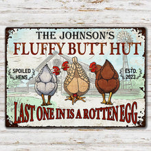 Personalized Chicken Fluffy Butt Hut Nuggets Customized Classic Metal Signs, Chicken Signs