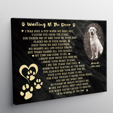 Custom Photo I'll Be Waiting At The Door Dog Poem Cute Dog Black Background Personalized Dog Memorial Gift For Dog Lovers - Personalized Custom Canvas Wall Art