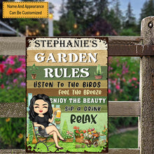 Personalized Custom Garden Metal Sign Garden Rules Feel The Breeze Enjoy The Beauty Gardening Classic Metal Sign