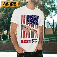 Best Dad Ever - Gift For Father - Personalized Back/White/Gray Printed Shirt