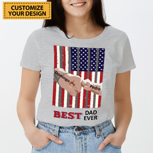 Best Dad Ever - Gift For Father - Personalized Back/White/Gray Printed Shirt