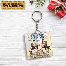 Poolside Where The Neighbors Listen To The Good Music - Summer Keychain - Gift For Couples Personalized Custom Keychain
